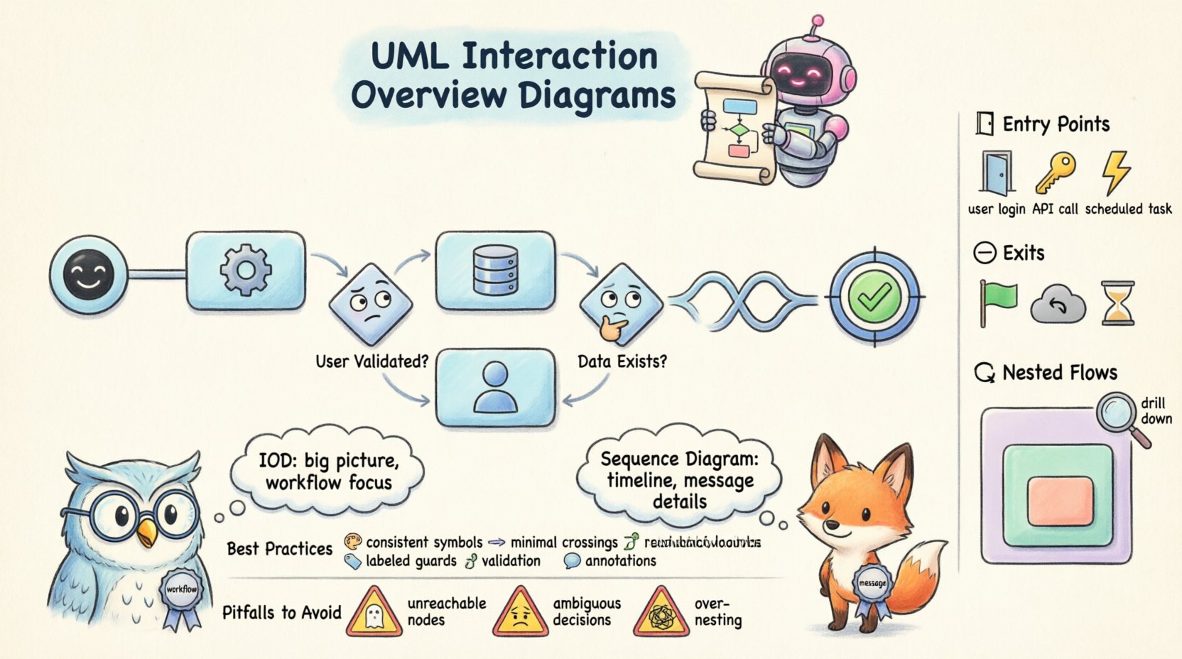 Deep Dive into UML Interaction Overview Diagrams: Understanding Entry Points, Exits, and Nested Flows for Complex Architecture